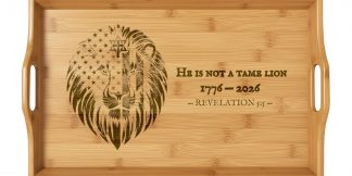 He Is Not A Tame Lion Bamboo Serving Tray — Narnia × America 250 × Revelation 5:5