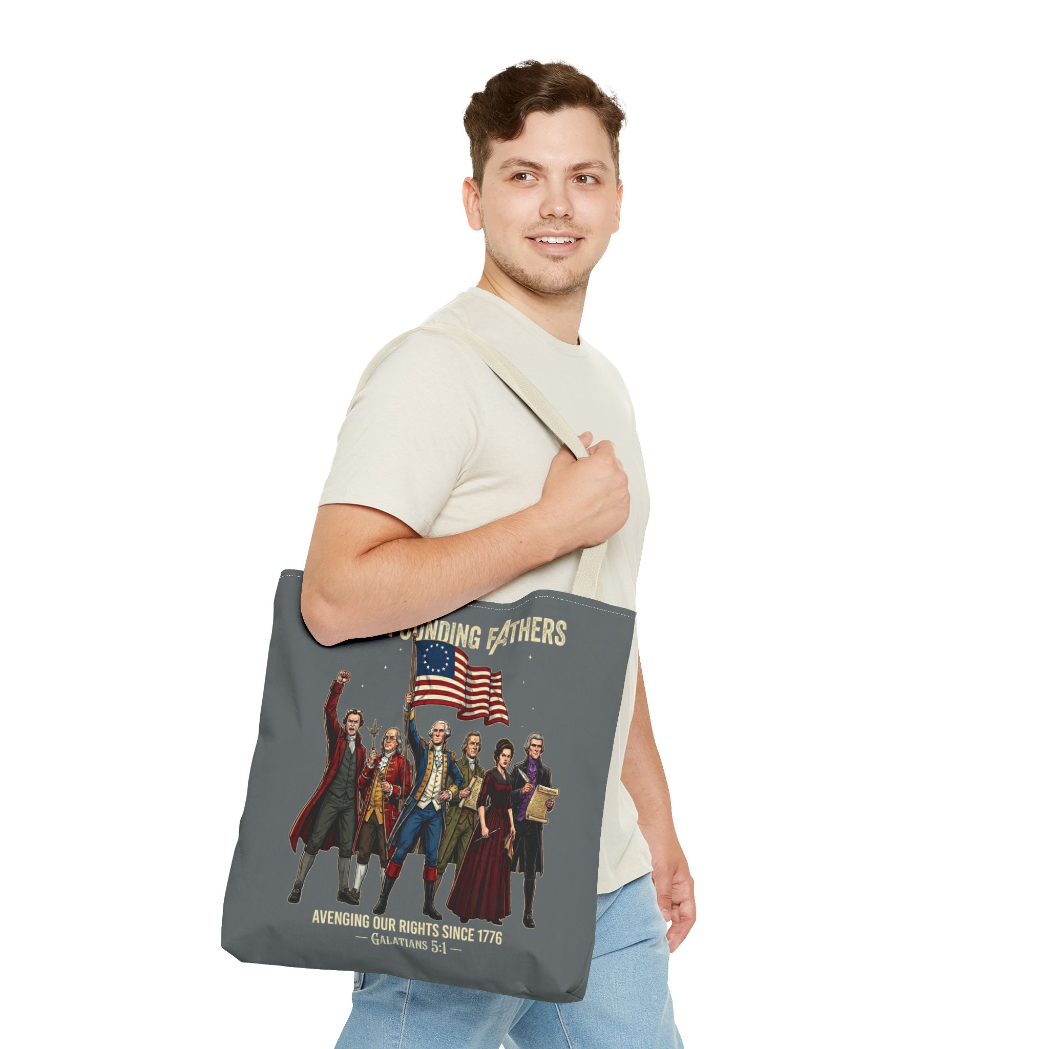 The Founding Fathers Tote Bag — Avengers × America 250 × Galatians 5:1 79 The Founding Fathers Tote Bag — Avengers × America 250 × Galatians 5:1 - Image 79