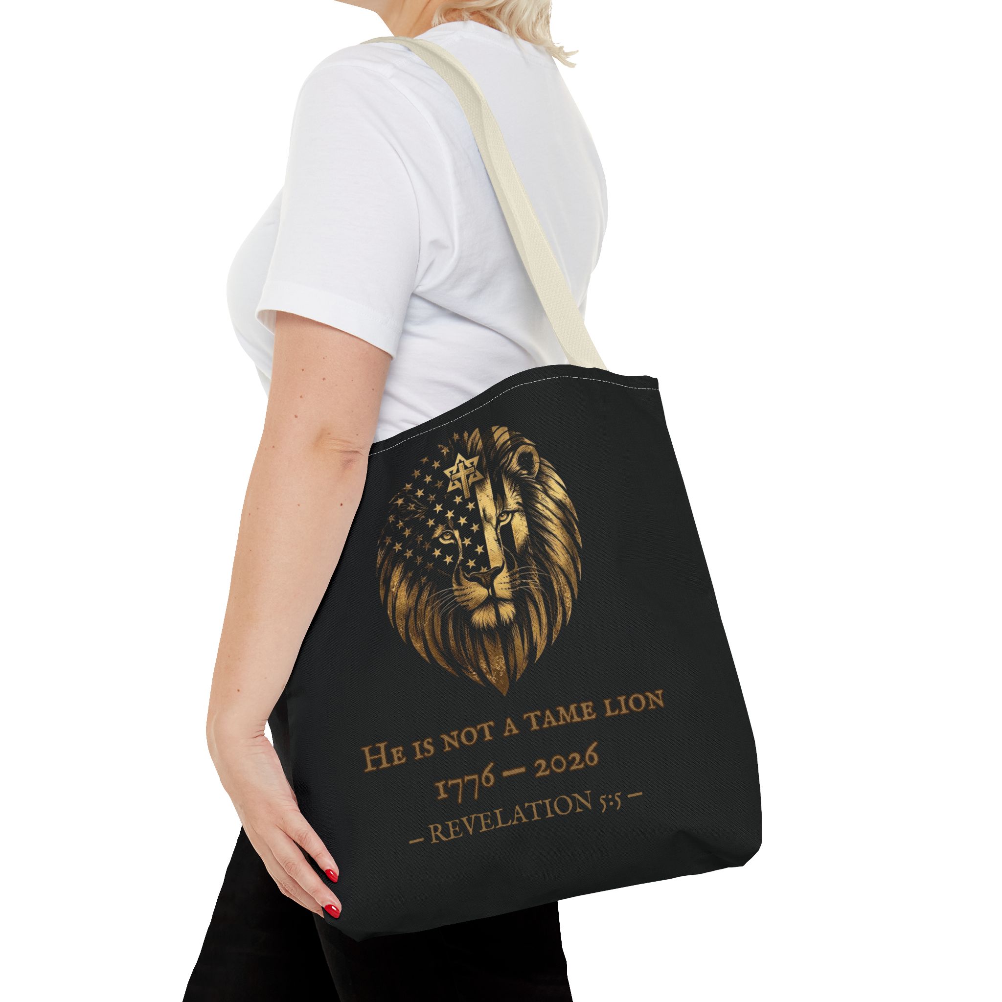 He Is Not A Tame Lion Tote — Narnia × America 250 × Revelation 5:5 44 He Is Not A Tame Lion Tote — Narnia × America 250 × Revelation 5:5 - Image 44