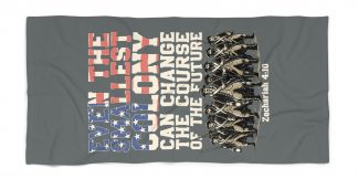 The Smallest Colony Beach Towel &mdash; Lord of the Rings &times; America 250 &times; Zechariah 4:10