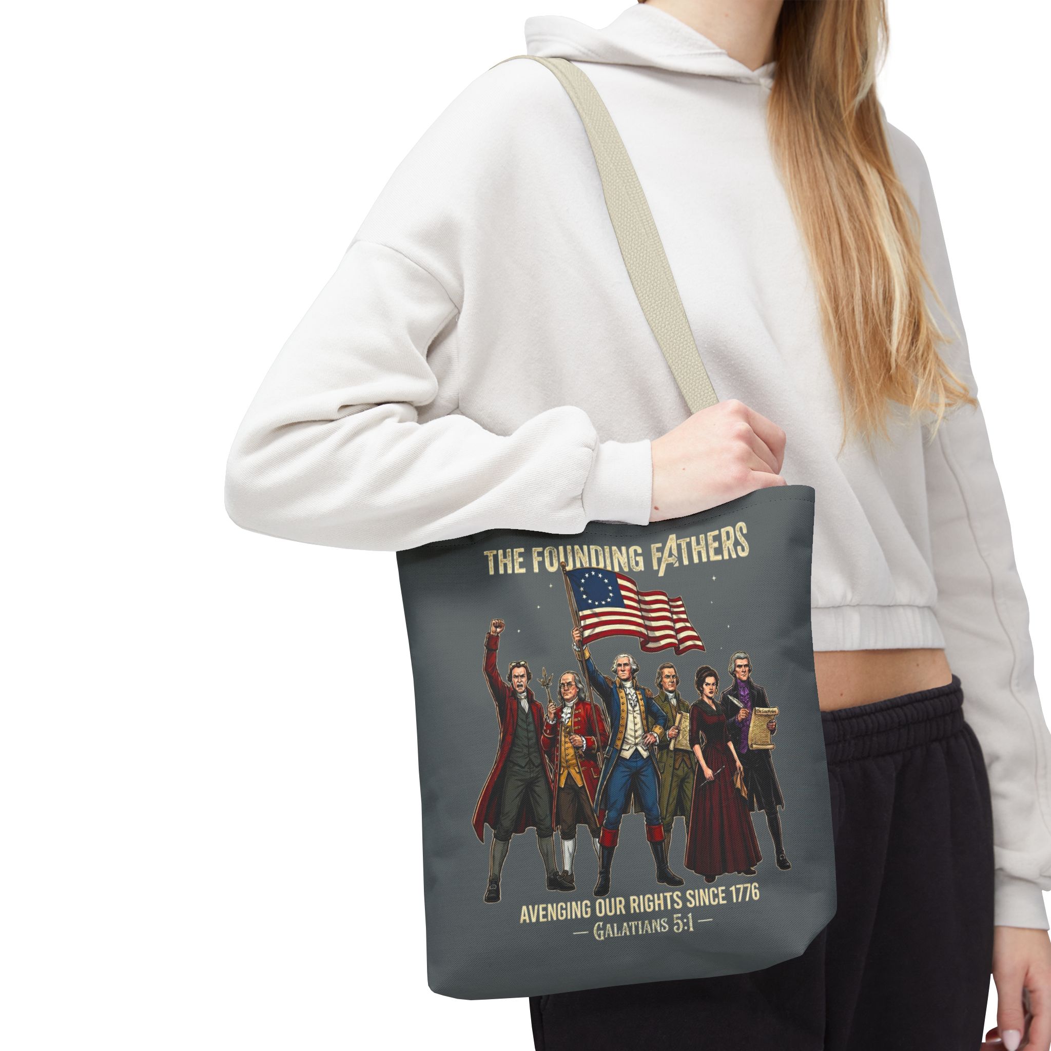 The Founding Fathers Tote Bag — Avengers × America 250 × Galatians 5:1 69 The Founding Fathers Tote Bag — Avengers × America 250 × Galatians 5:1 - Image 69