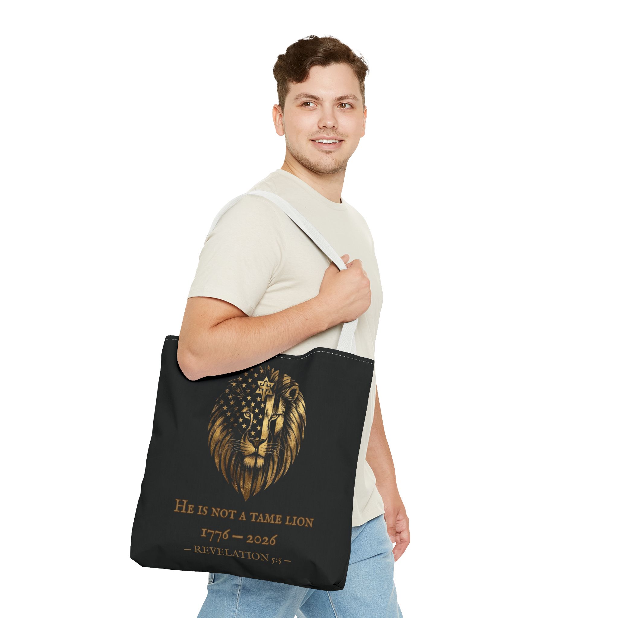 He Is Not A Tame Lion Tote — Narnia × America 250 × Revelation 5:5 35 He Is Not A Tame Lion Tote — Narnia × America 250 × Revelation 5:5 - Image 35