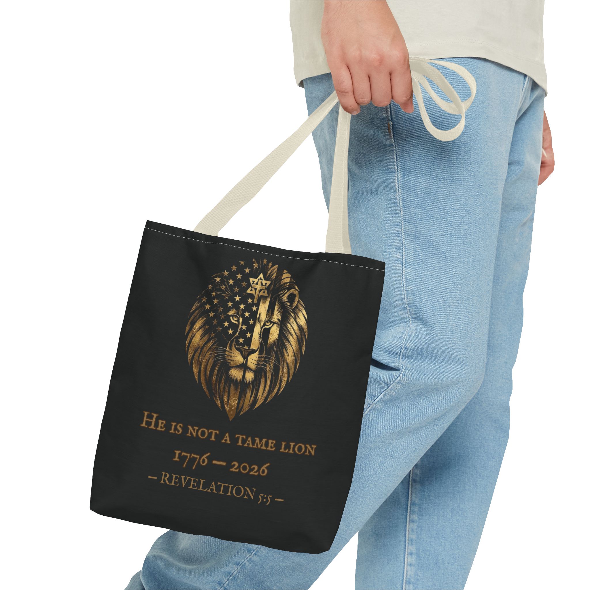 He Is Not A Tame Lion Tote — Narnia × America 250 × Revelation 5:5 39 He Is Not A Tame Lion Tote — Narnia × America 250 × Revelation 5:5 - Image 39