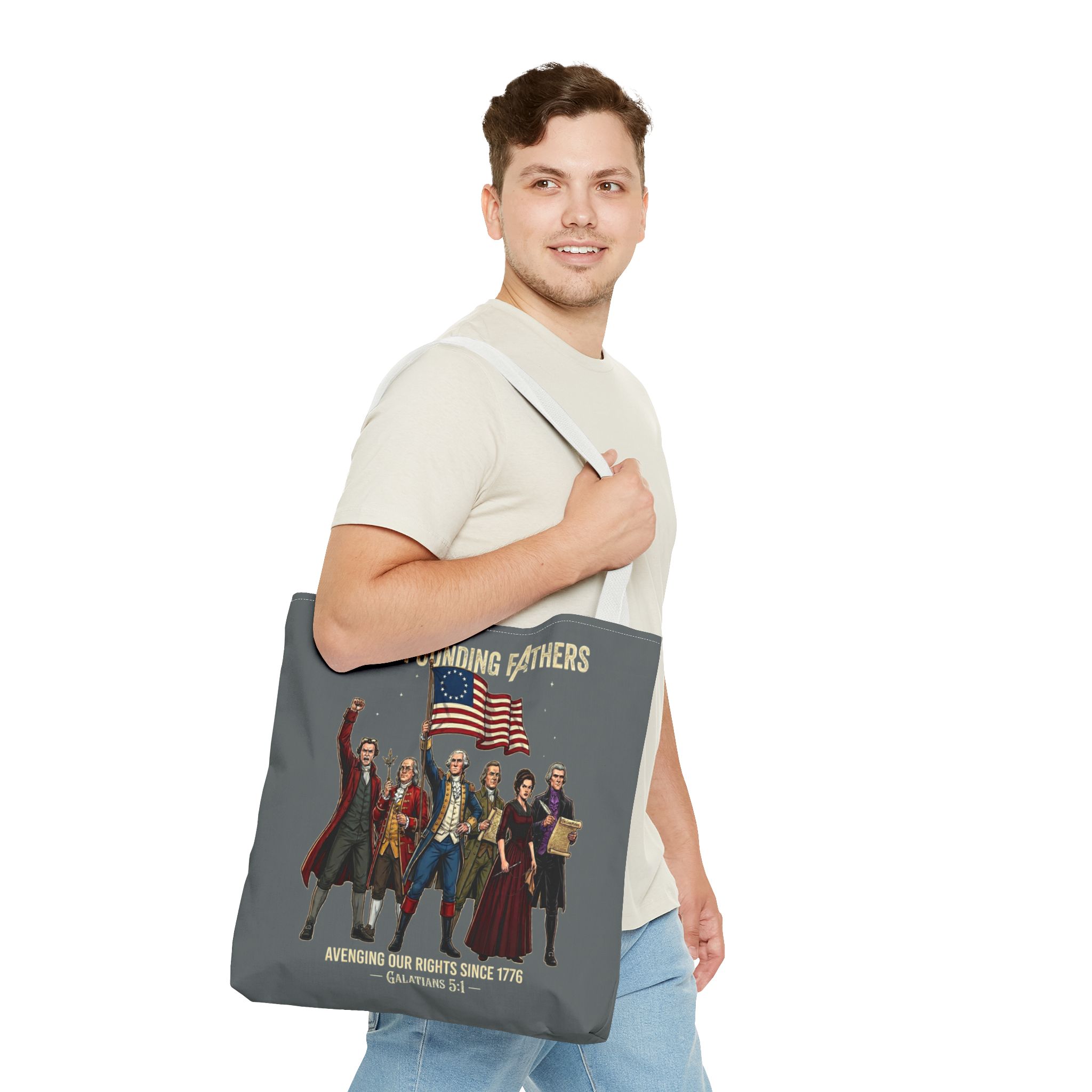 The Founding Fathers Tote Bag — Avengers × America 250 × Galatians 5:1 58 The Founding Fathers Tote Bag — Avengers × America 250 × Galatians 5:1 - Image 58