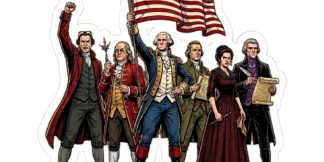 The Founding Fathers Sticker — Avengers × America 250 × Galatians 5:1